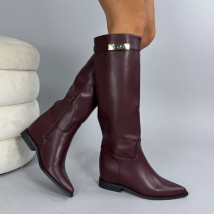 Bordové vysoké čižmy na platforme-324196-04