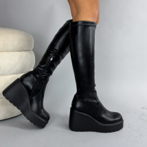 Čierne vysoké čižmy na platforme-324372-02