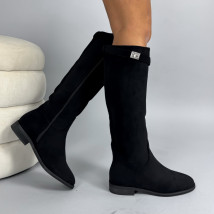 Čierne semišové vysoké čižmy-324242-03