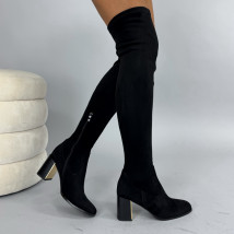 Čierne semišové vysoké čižmy-323851-01