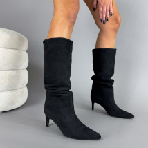 Čierne semišové vysoké čižmy-323614-011