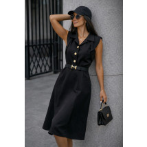 Čierne košeľové midi šaty s opaskom-326294-09