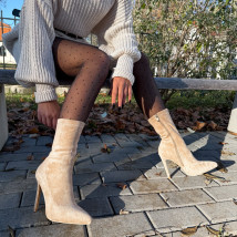 Béžové semišové kotníkové čižmy-323250-05