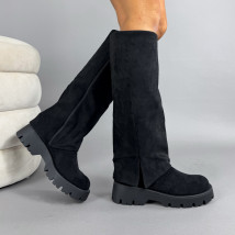 Čierne semišové vysoké čižmy-323440-07
