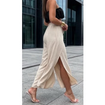 Béžové široké nohavice Dubaj s rozparkom-318850-09