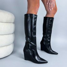 Čierne vysoké čižmy na platforme-324249-02