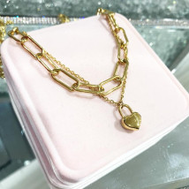 Boho oceľový náhrdelník s príveskom-248318-03