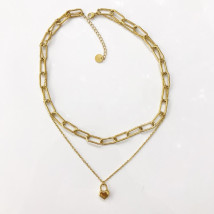 Boho oceľový náhrdelník s príveskom-248318-03