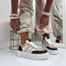 Bielo-hnedé čipkované tenisky-326504-013
