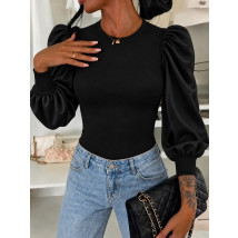Čierny top s PUFFY rukávmi-330831-01