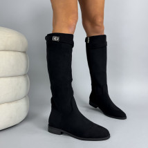 Čierne semišové vysoké čižmy-324242-03