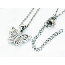 Oceľový náhrdelník s motýlikom-193293-01