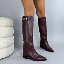 Bordové vysoké čižmy na platforme-324196-04