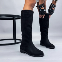 Čierne semišové vysoké čižmy-330726-05