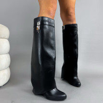Čierne vysoké čižmy na platforme-323461-01
