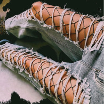 Exkluzívne čierne pančušky s farebnými kamienkami