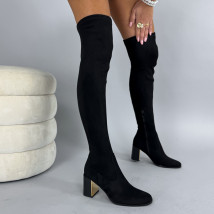 Čierne semišové vysoké čižmy-323851-01