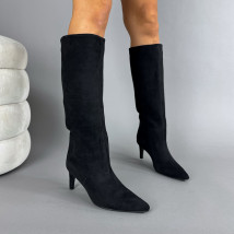 Čierne semišové vysoké čižmy-323614-011