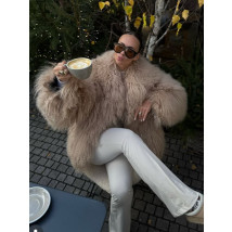 Kožuch z mongolskej ovečky BEIGE-322740-07