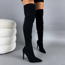 Čierne semišové vysoké čižmy-323399-010