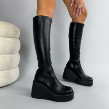 Čierne vysoké čižmy na platforme-324372-02