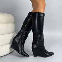 Čierne vysoké čižmy na platforme-324249-02