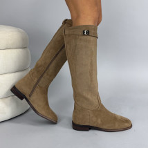 Hnedé semišové vysoké čižmy-323881-02