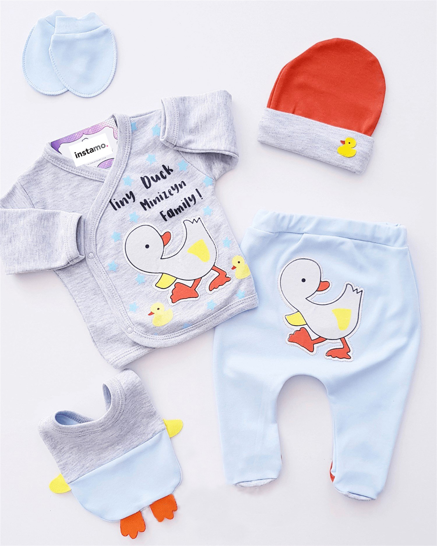 Sivo-modrá päťdielna bavlnená súprava