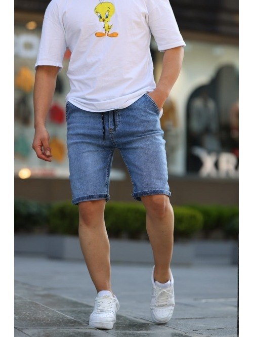 Modré rifľové pánske kraťasy