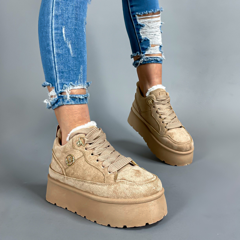 Svetlohnedé zateplené tenisky