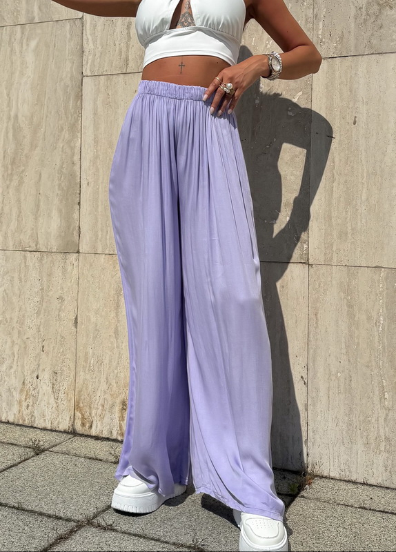 Fialové široké nohavice