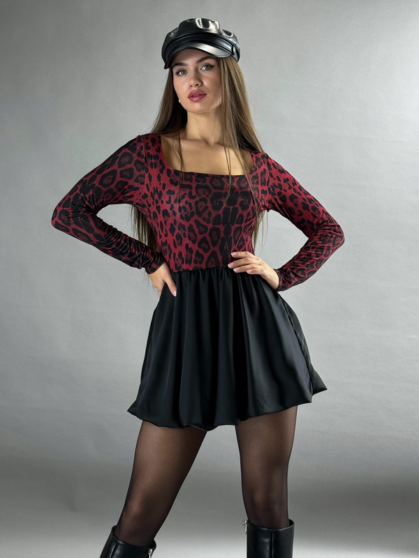 Bordové puffy šaty LEO