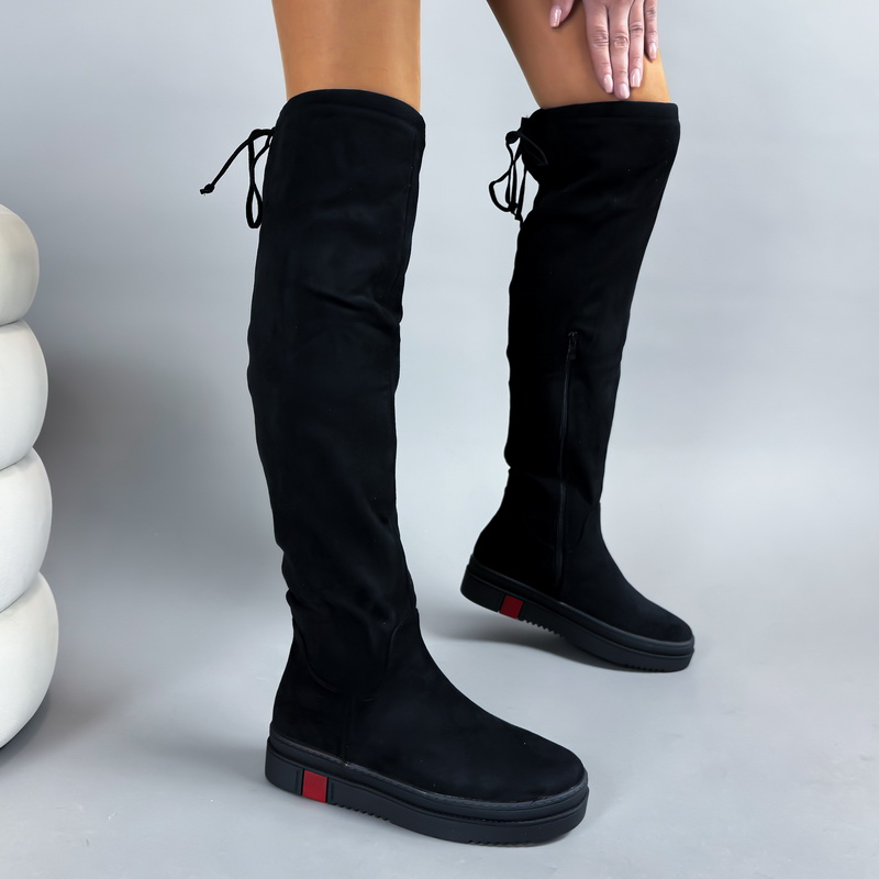 Čierne semišové vysoké čižmy