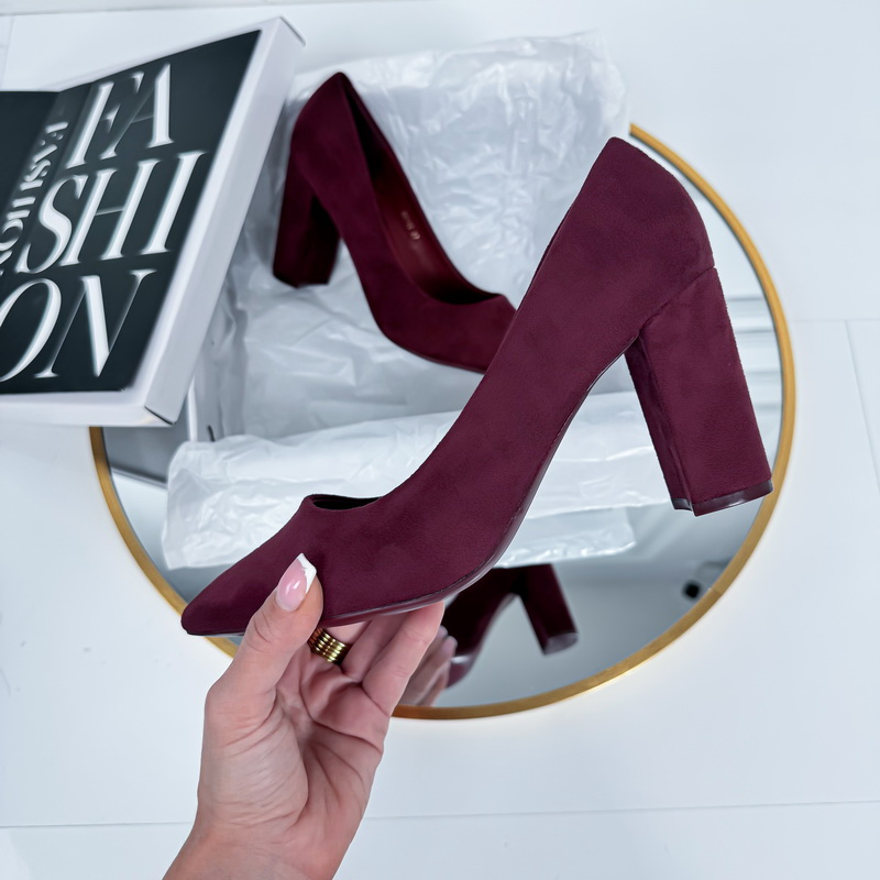 Bordové lodičky s hrubým opätkom