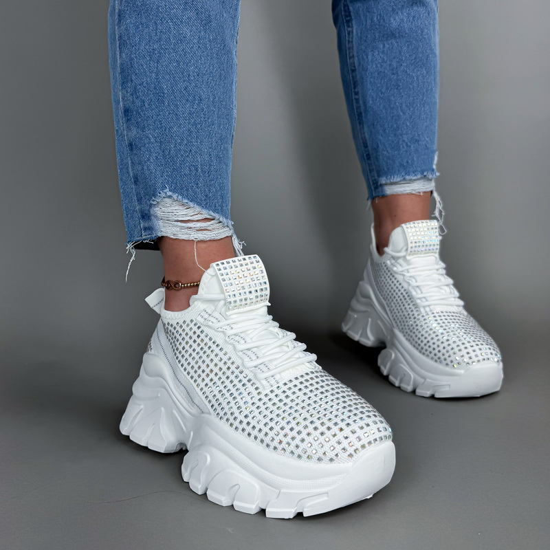 Biele  tenisky s kamienkami