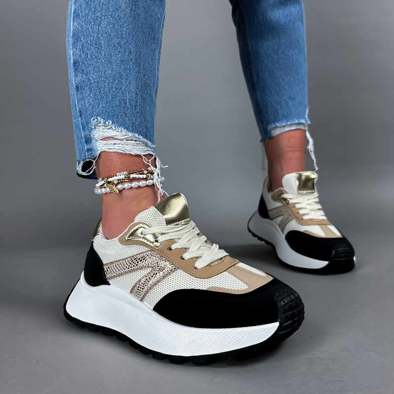 Béžovo-čierne tenisky