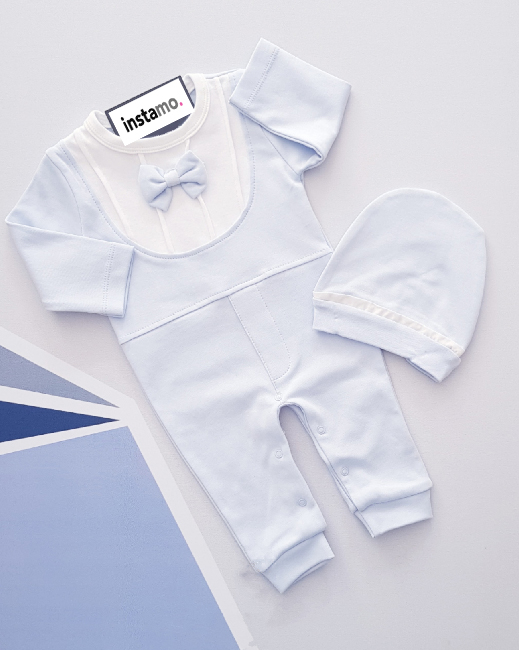 Svetlomodrý overal s čiapočkou