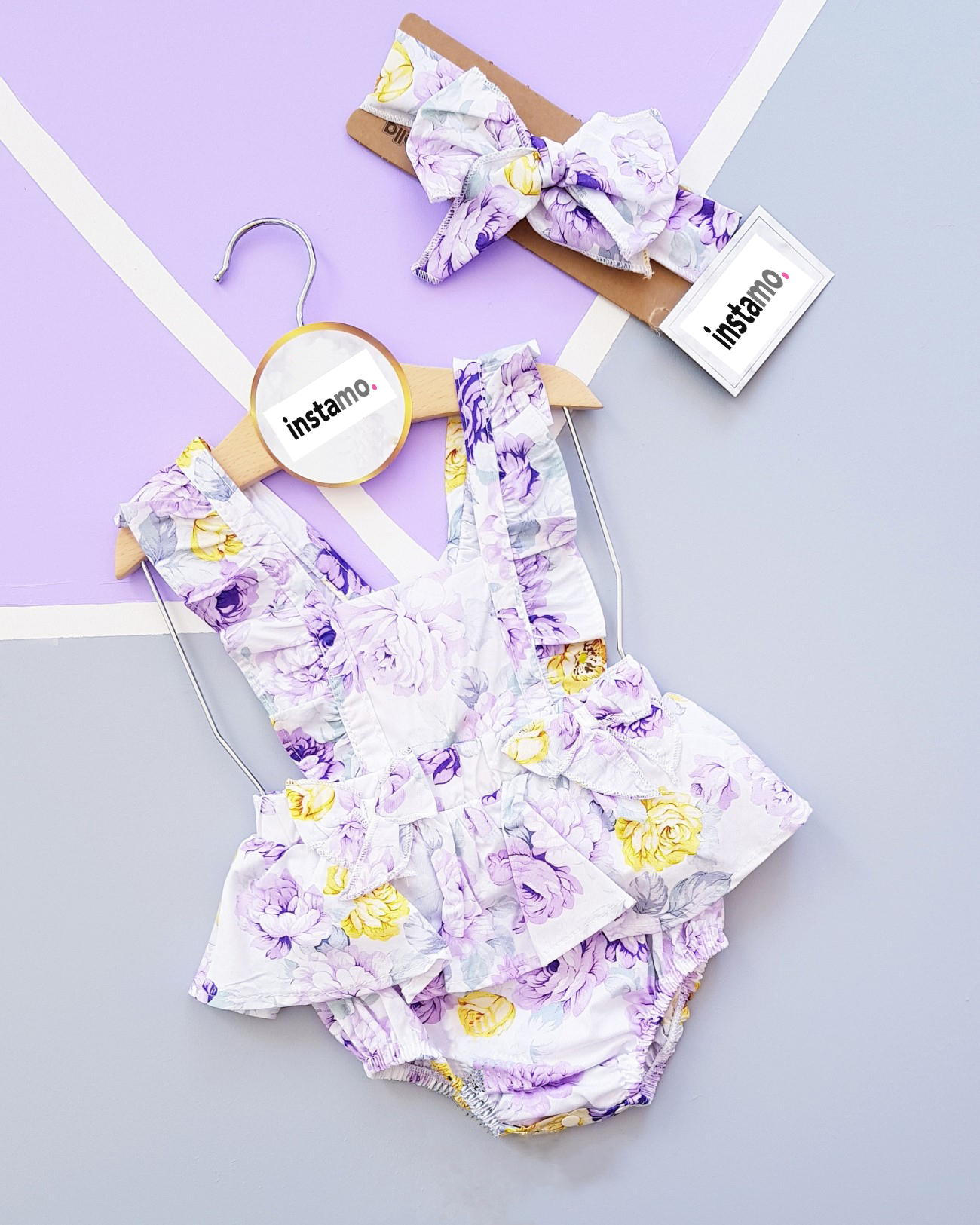 Fialový letný overal s čelenkou