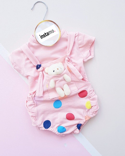 Ružová letná súprava s mackom