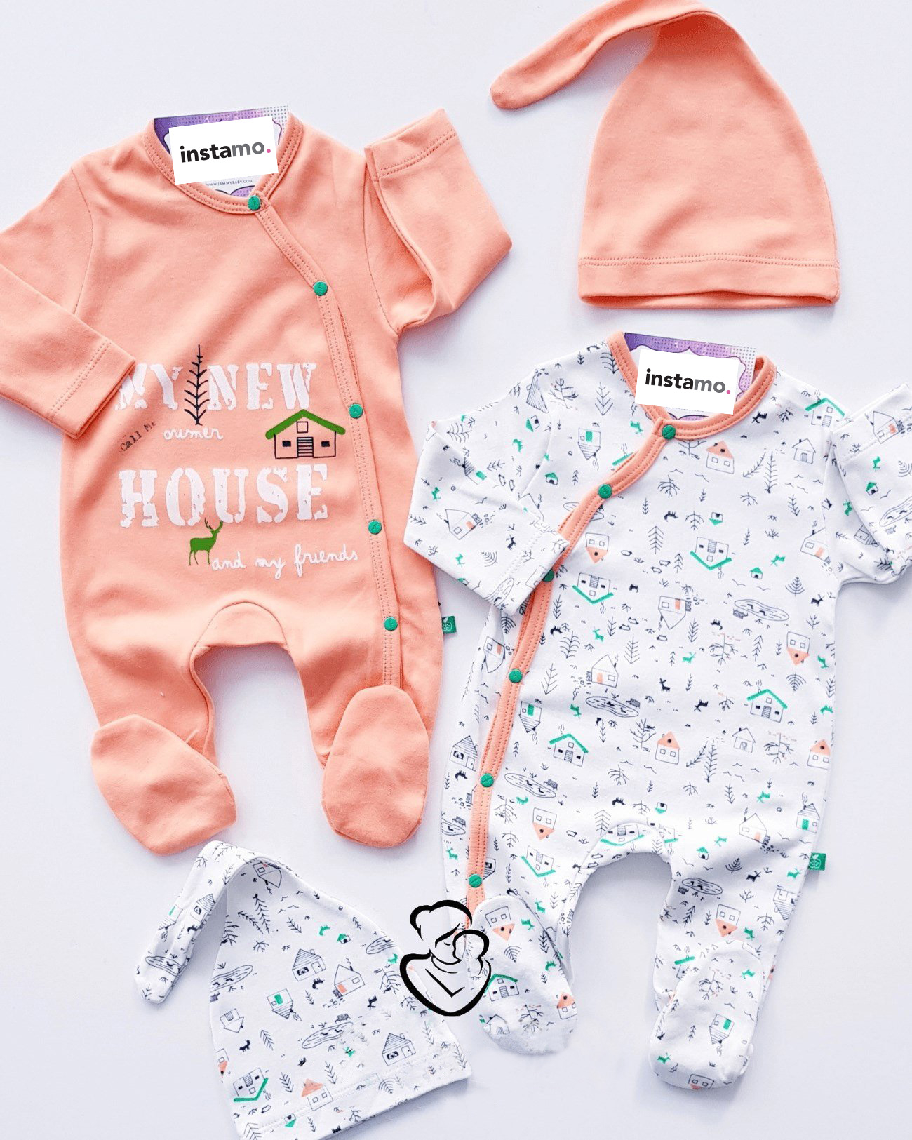 Oranžová štvordielna bavlnená súprava