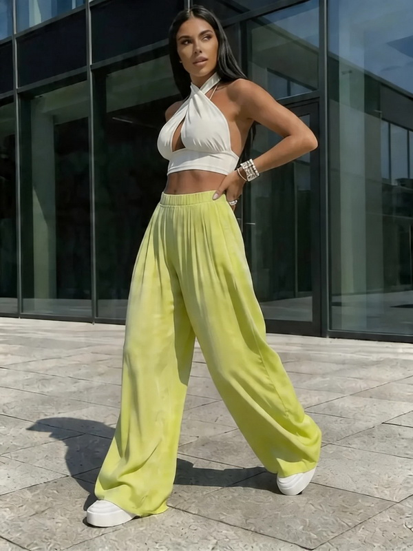 Dámske široké nohavice iMODA matcha