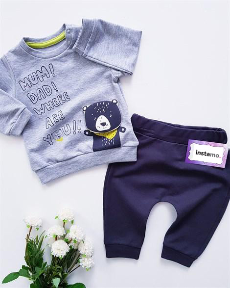 Sivá dvojdielna bavlnená súprava