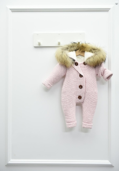 Detský rúžový overal s pravou kožušinou