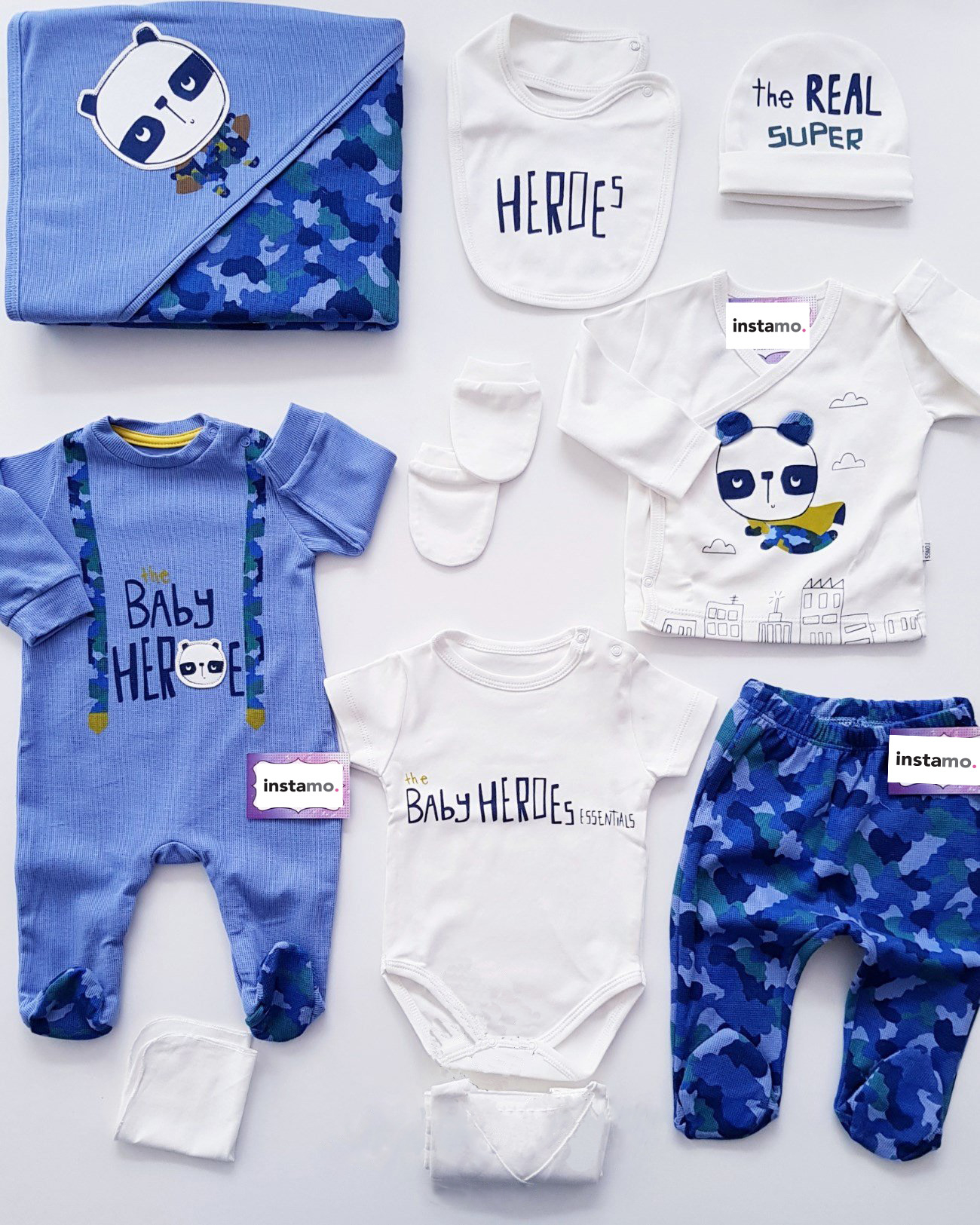 Modrá desaťdielna  bavlnená súprava