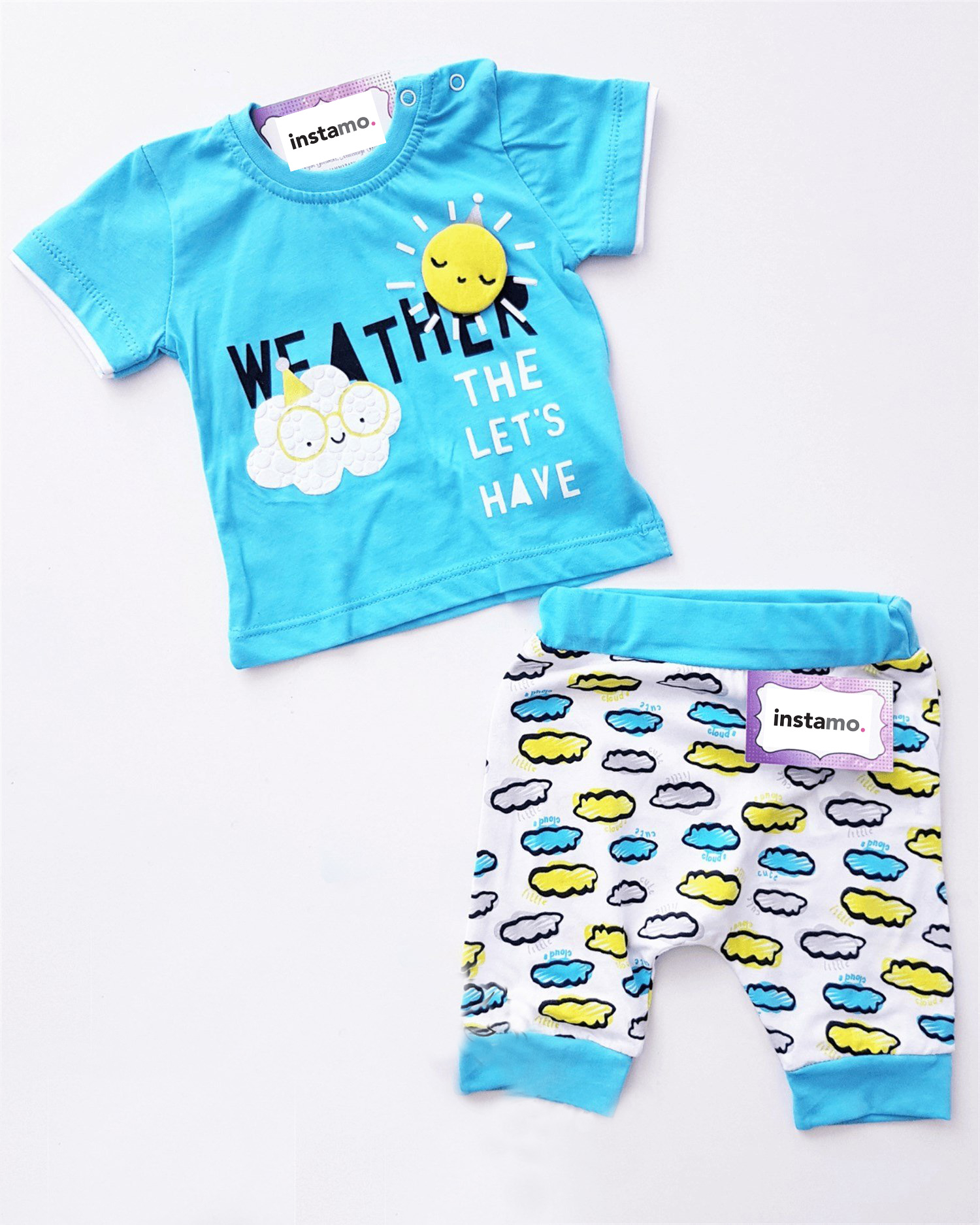 Svetlomodrá  dvojdielna bavlnená súprava