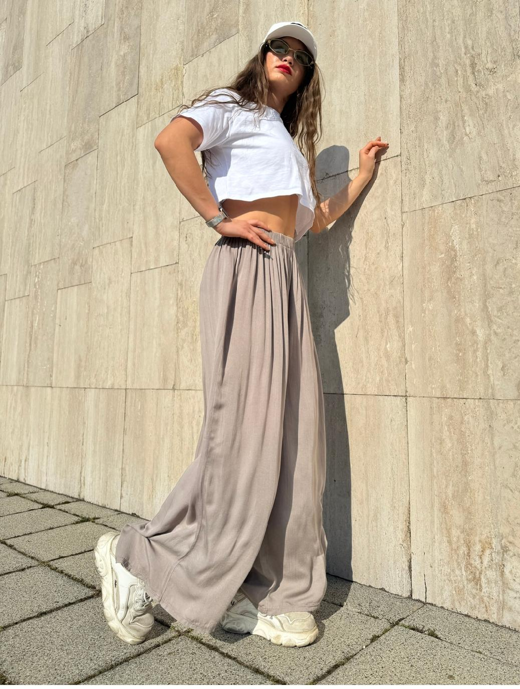 Mocca široké nohavice