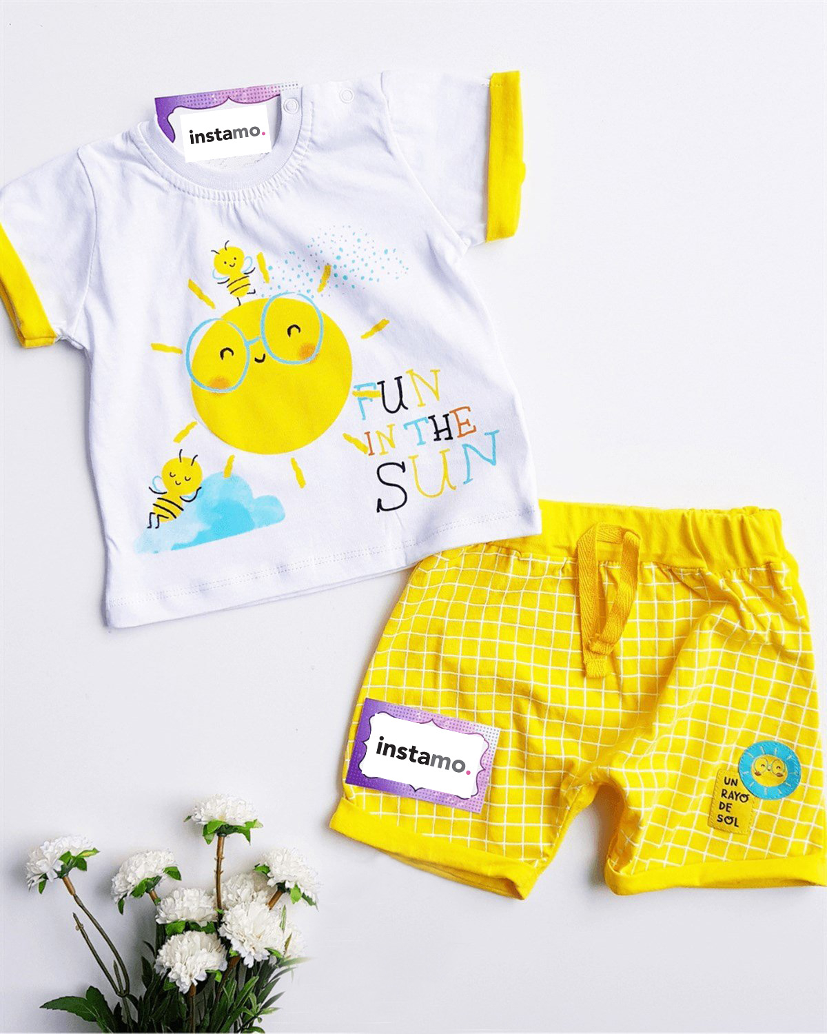 Žltá dvojdielna bavlnená  súprava