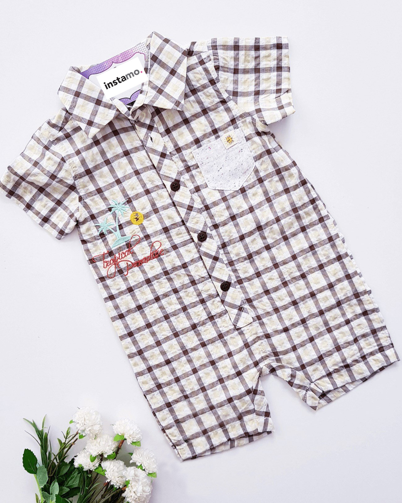 Hnedý košeľový overál