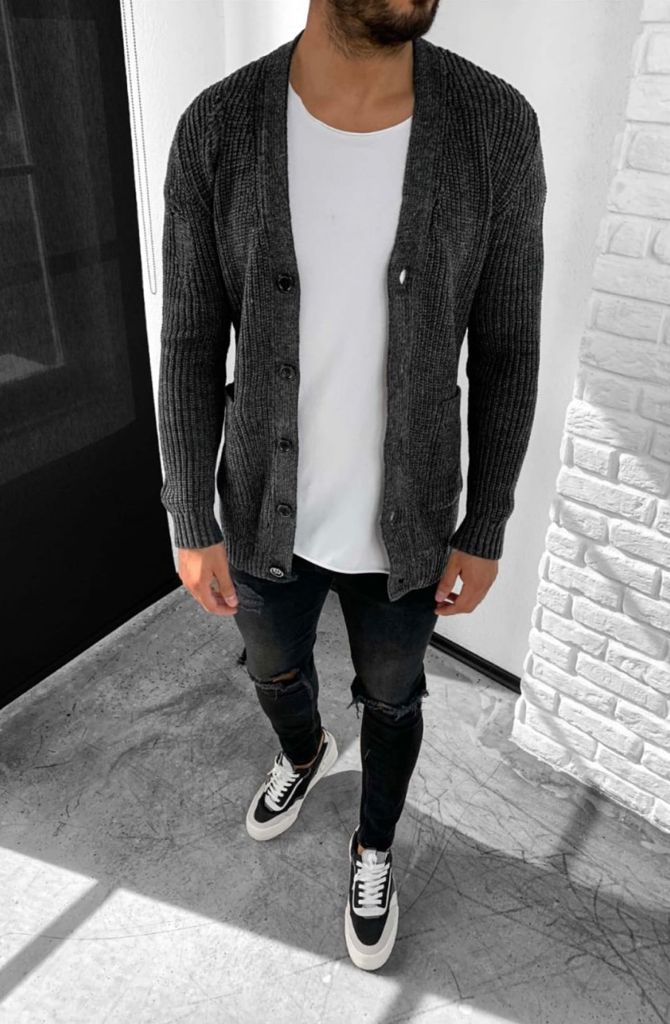 Tmavosivý kardigán