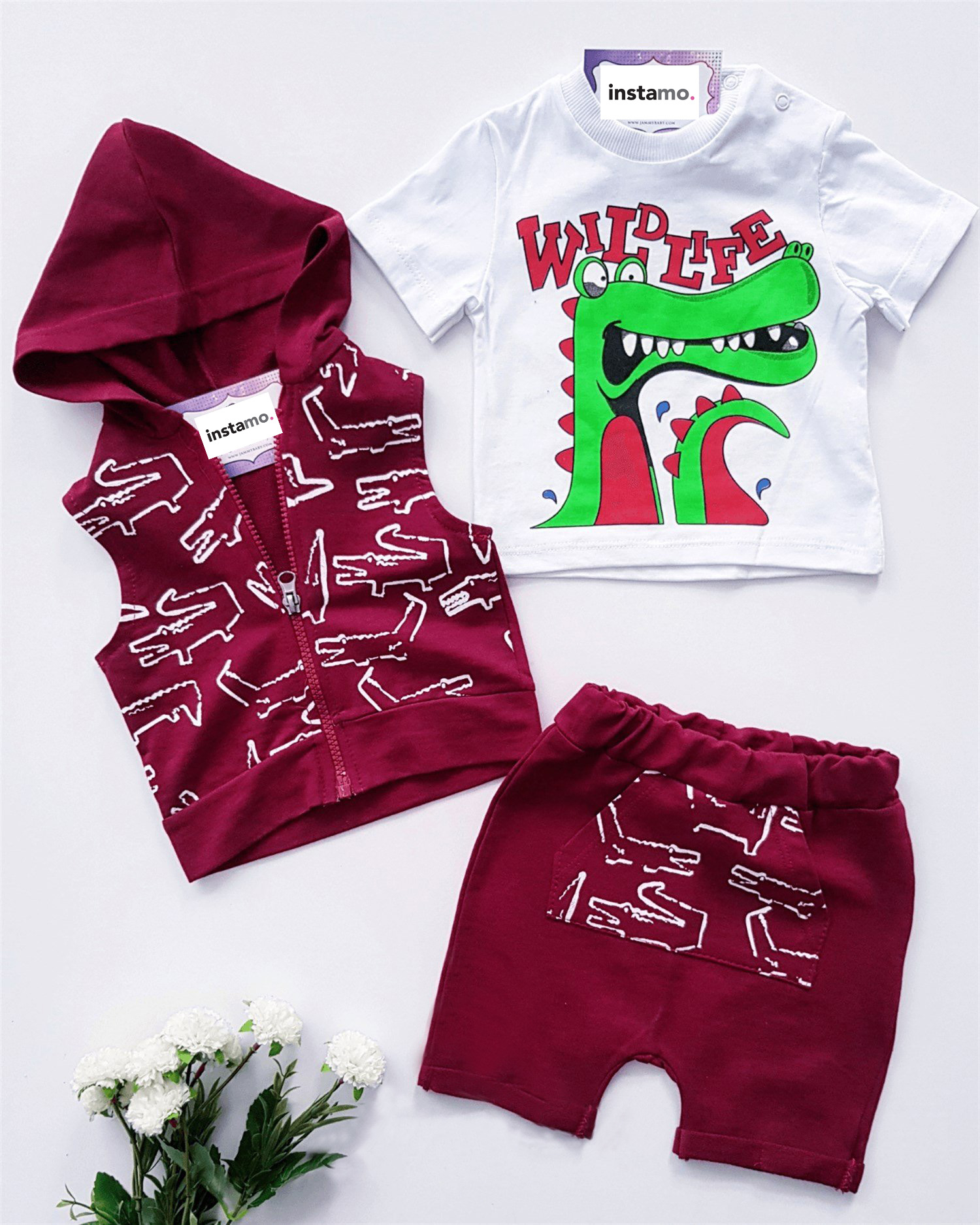 Trojdielny bordový set